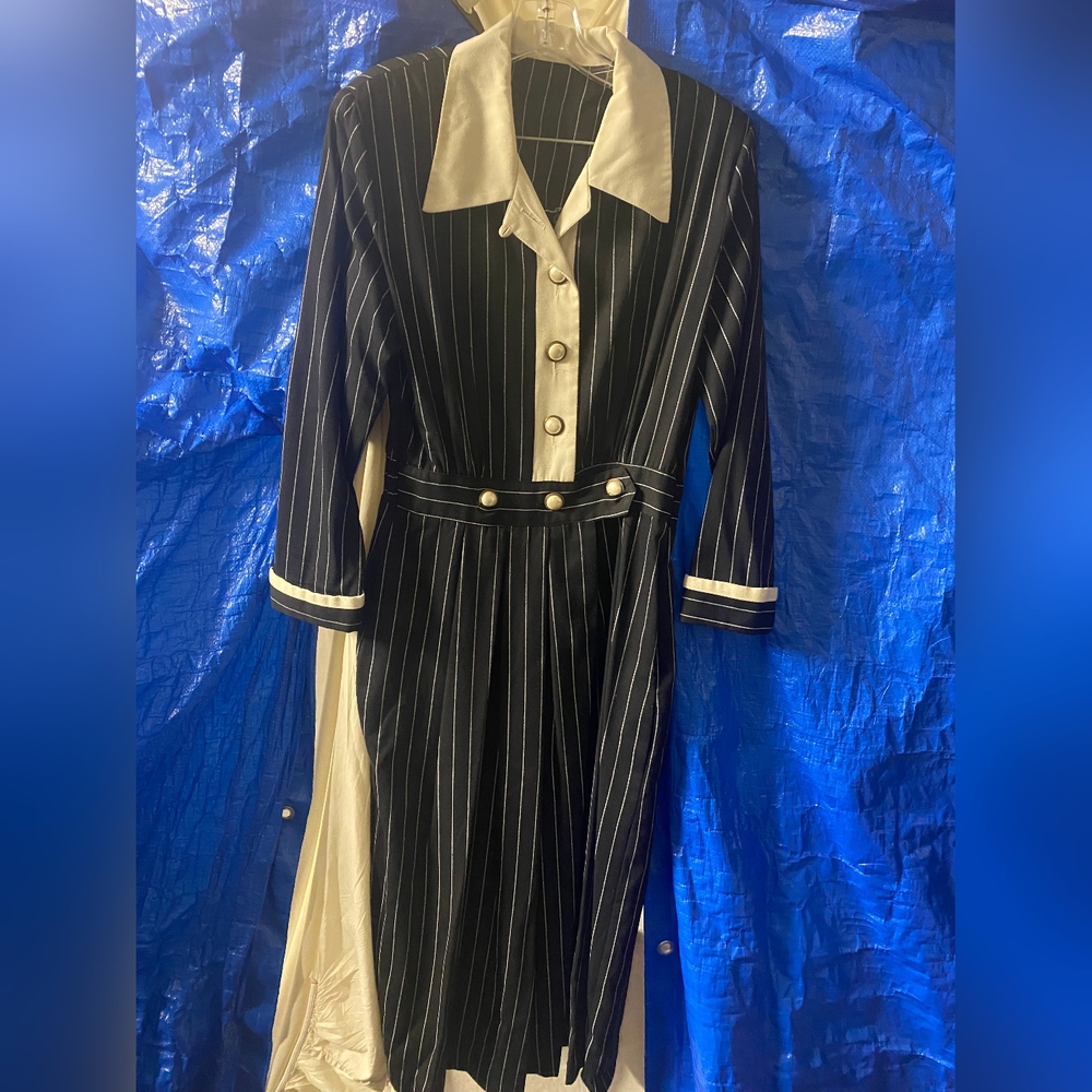 Elegant Black and White Striped Dress